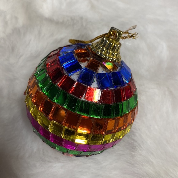 Vintage 12 rainbow mirror ball Christmas ornaments new - Picture 2 of 12